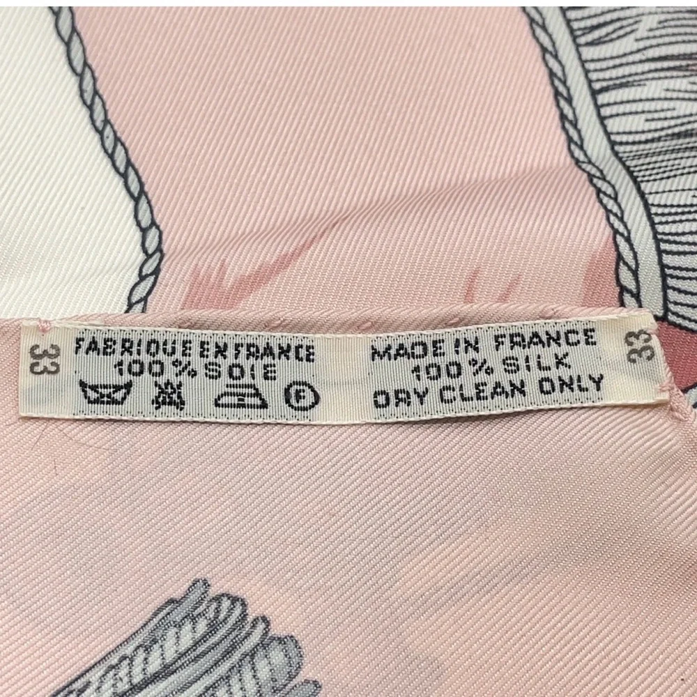 HERMES Vintage Carre 90 Silk Pink “Vue du Carrosse de la Galere la Reale Scarf